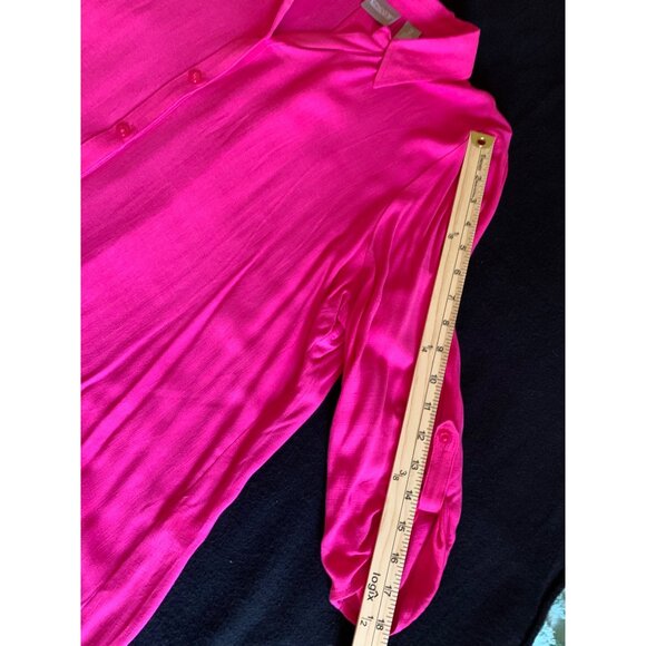 Chicos Womens Button-Down Fuchsia Long Sleeve Blouse Size 2 Rayon - Picture 6 of 11